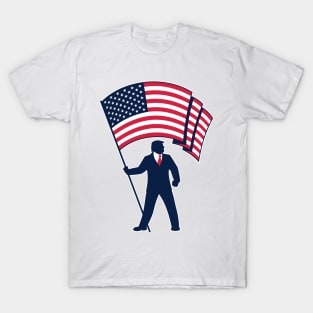 President Trump Bearing the Flag of the USA T-Shirt